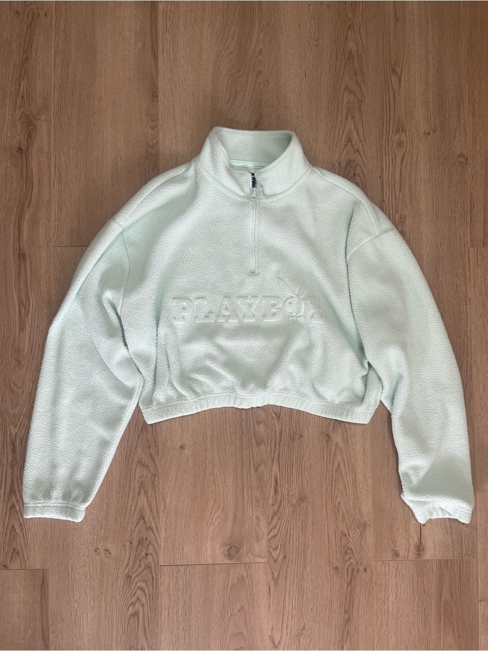 PLAYBOY x Pacsun Mint Cropped Half-Zip Fleece Pullover (L)